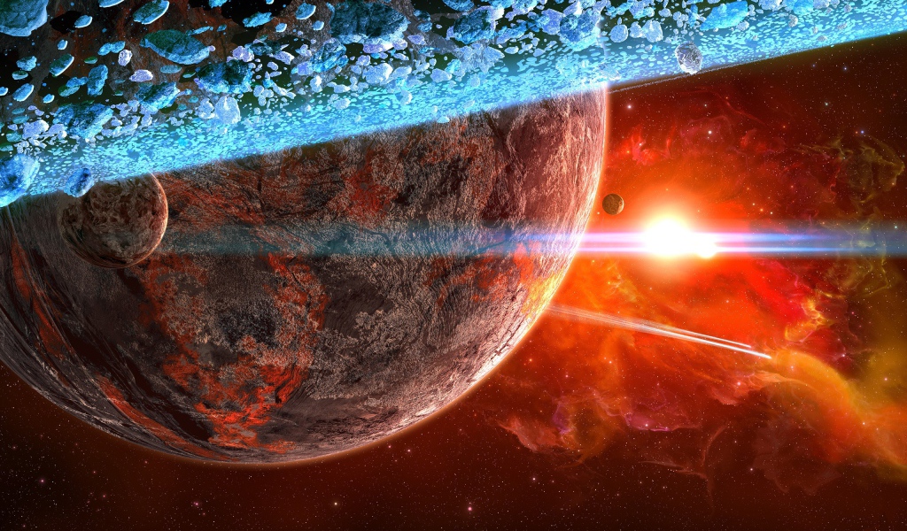 Ледяные глыбы на орбите