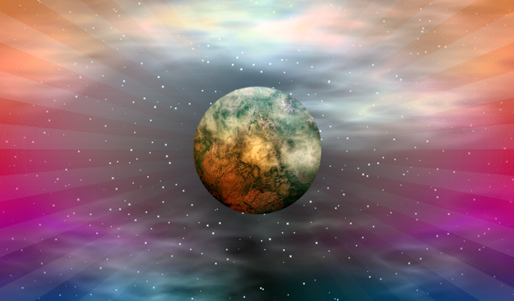 Планета в разноцветном космосе