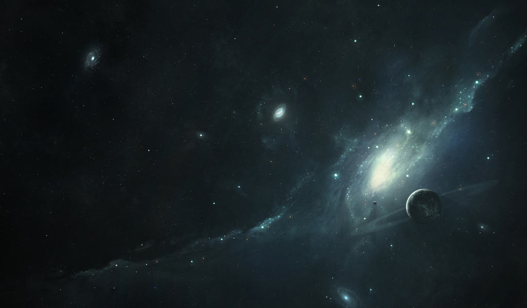 Планета на фоне галлактики