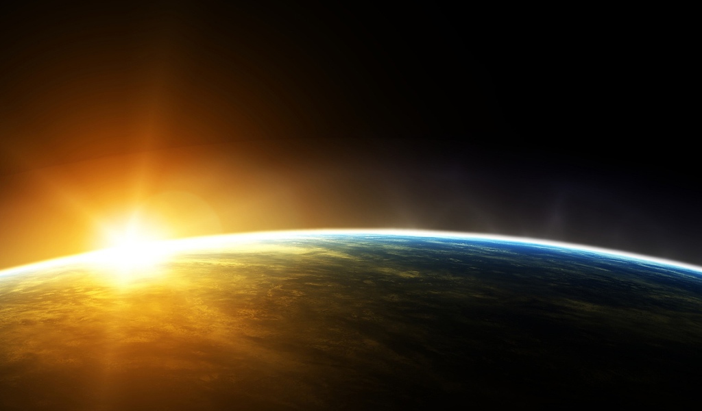 Вид на закат из космоса