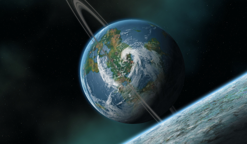 Планета с атмосферой и облаками