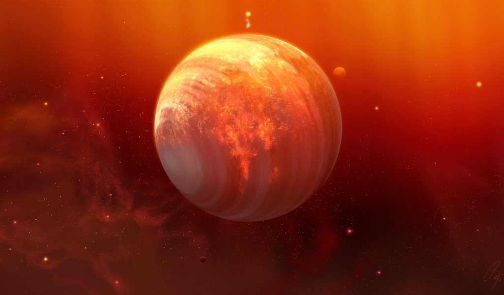 Планета в оранжевом свете
