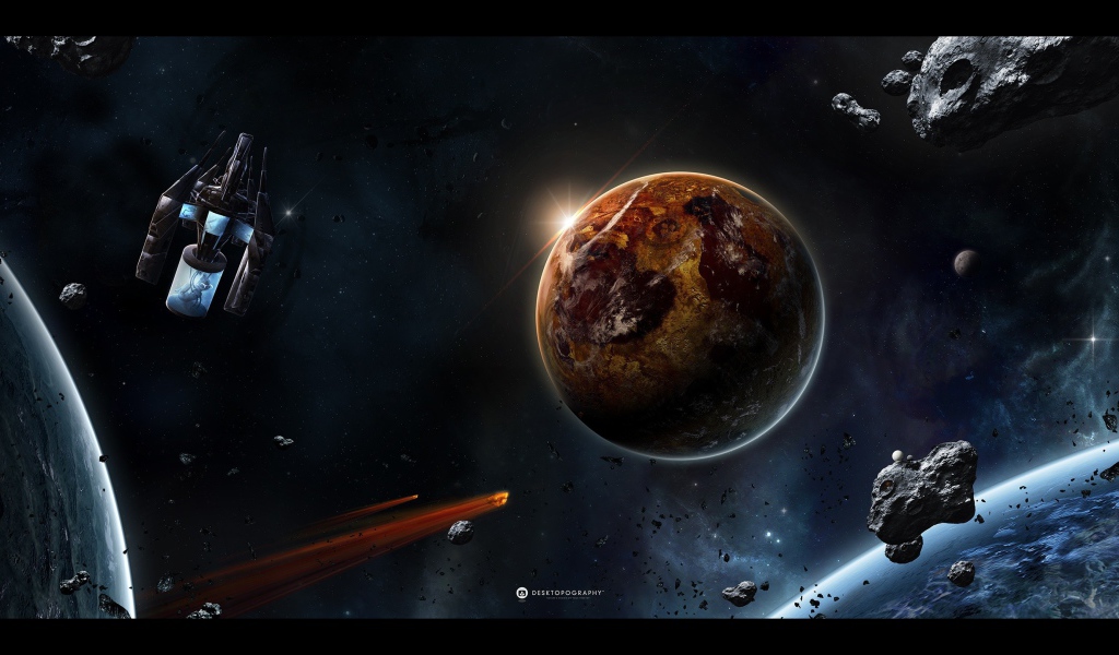 Космический корабль и метеориты