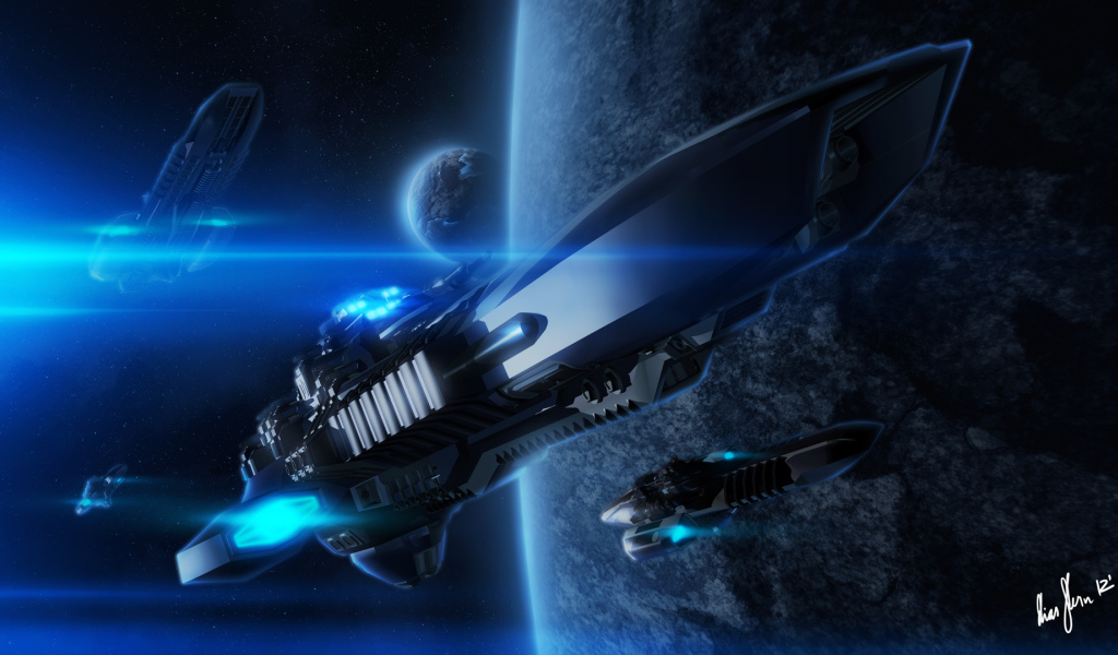 Космические корабли у планеты