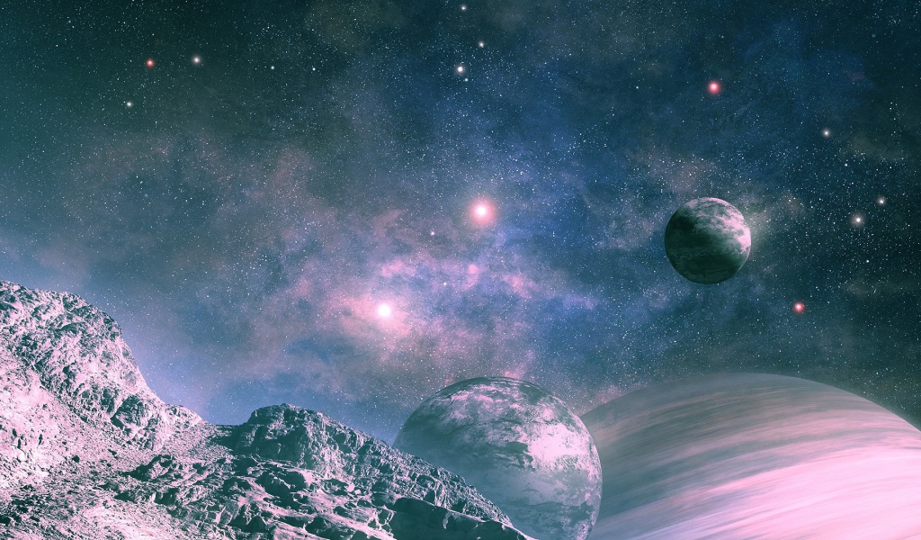 Звездное небо с планетами