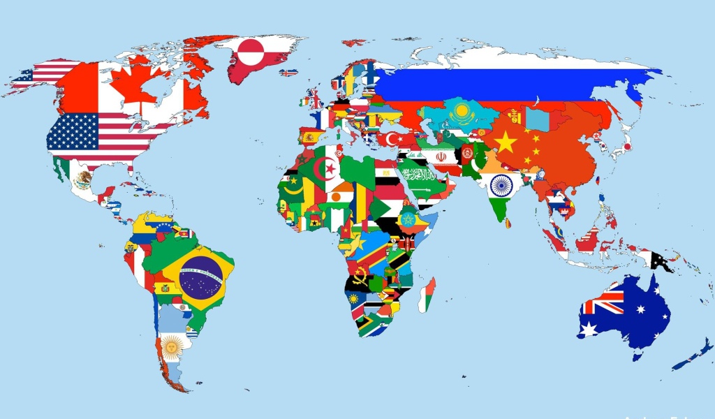 Флаги на карте мира