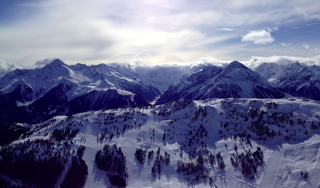 Горы на горнолыжном курорте Майрхофен, Австрия