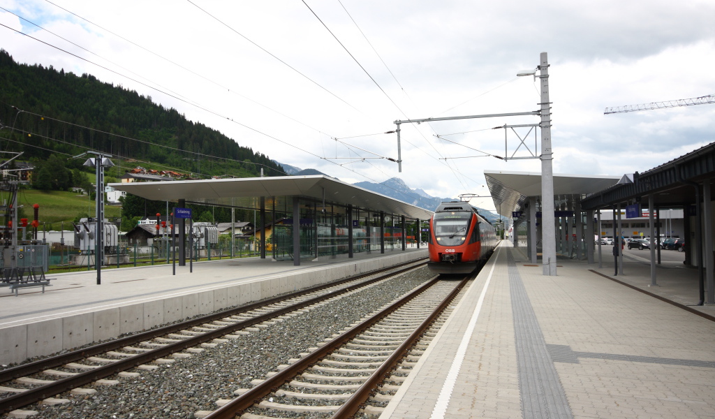 Железнодорожный вокзал на горнолыжном курорте Шладминг, Австрия