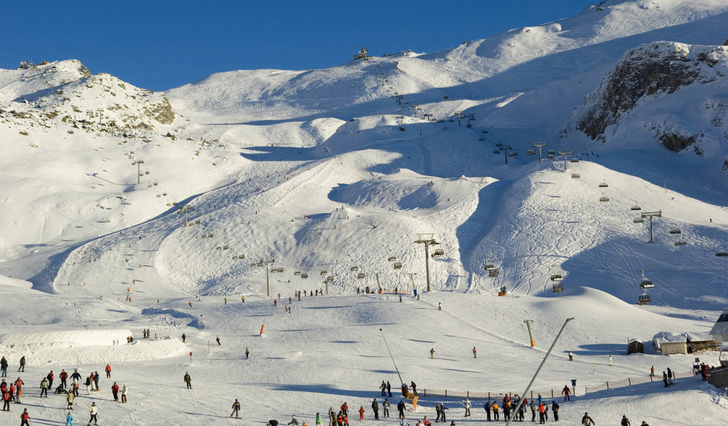 Лыжная трасса на горнолыжном курорте Ишгль, Австрия