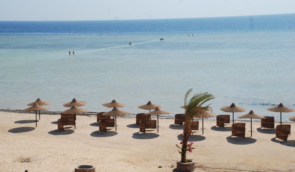 Пляжные зонтики на курорте Марса Алам, Египет