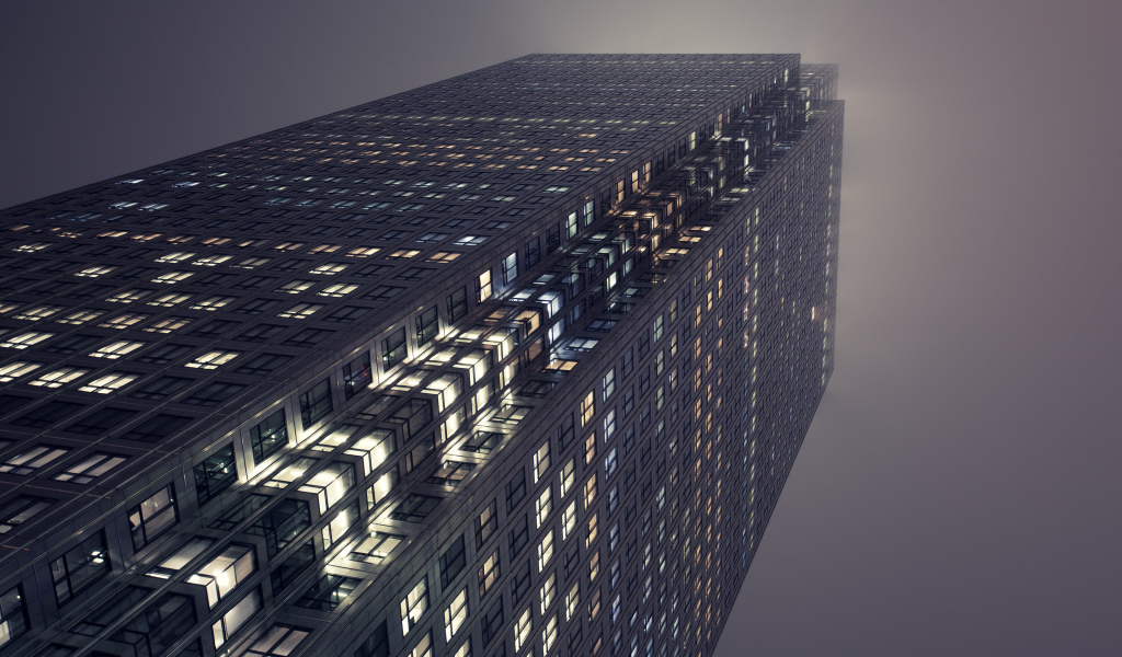 Офисы Лондона ночью, Англия