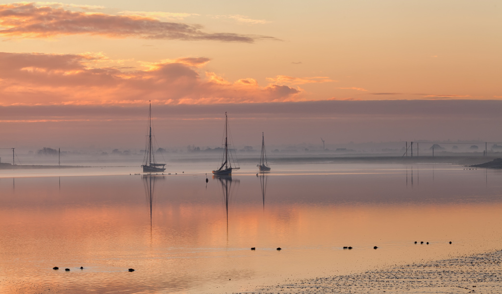 Восход солнца над Молдон, Эссекс, Великобритания