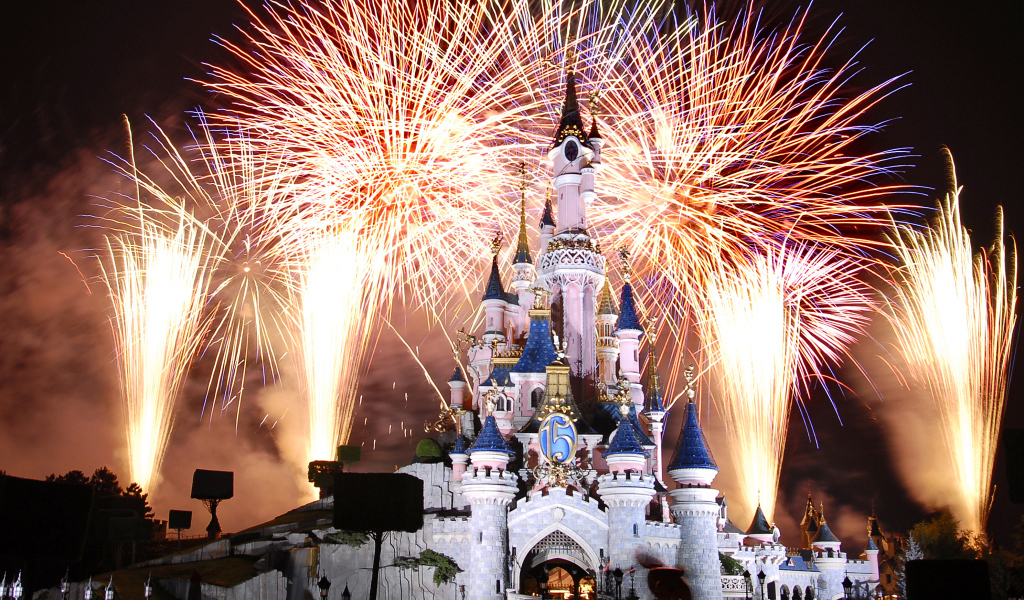 Fireworks at Disneyland, France