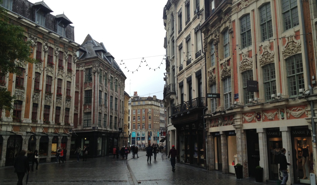 Прогулка по улице в городе Лилль, Франция