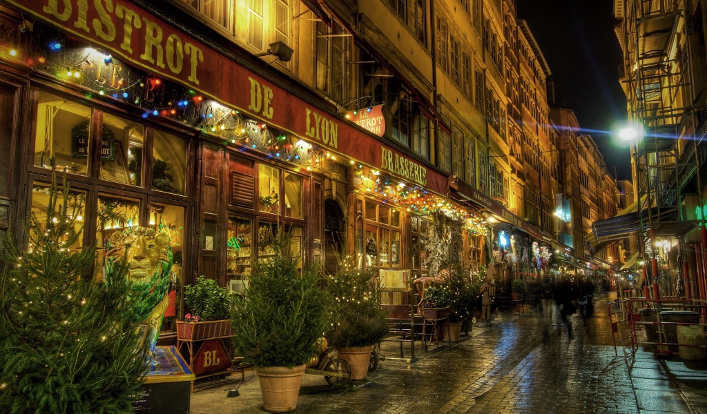 Прогулка по улице в городе Лион, Франция