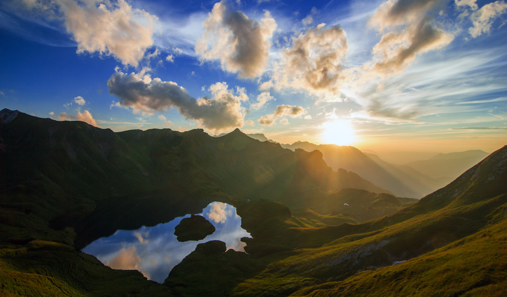 Закат в горах Германии