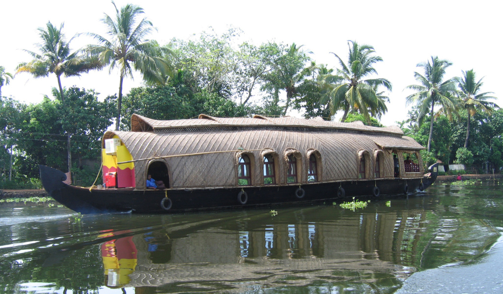 Отдыхающие на лодке в Алапуже