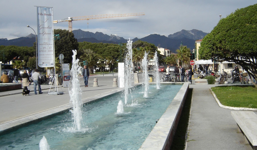 Fountains in the resort of Forte dei Marmi, Italy