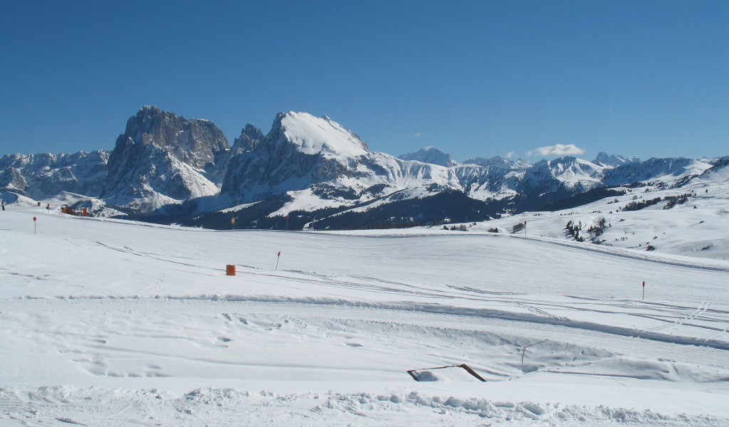 Лыжная трасса на курорте Ортизей, Италия