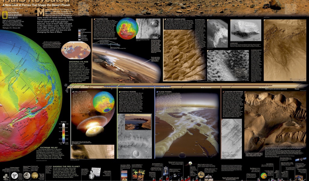 Большая подробная карта Марса