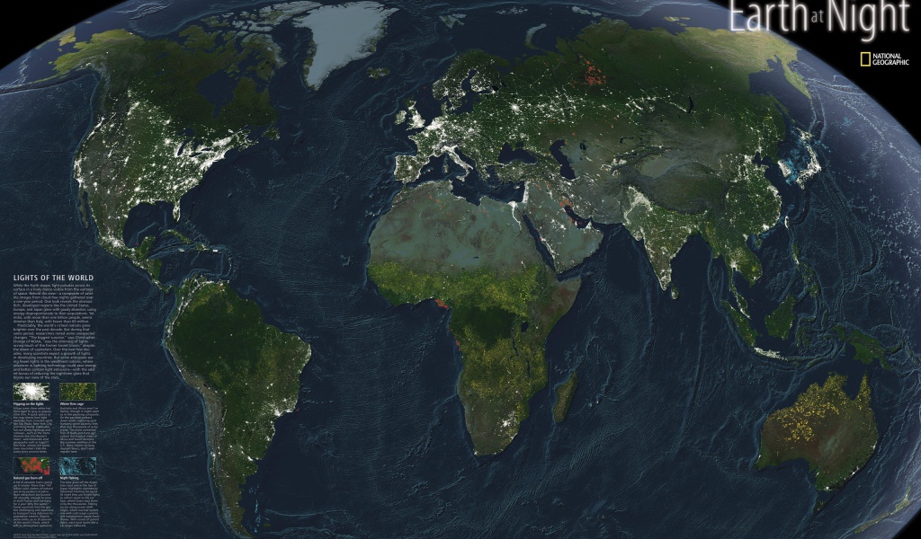 Map of the Earth's surface at night