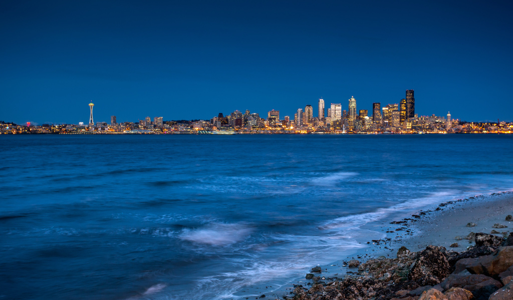 Фотография Сиэтла с пляжа, США
