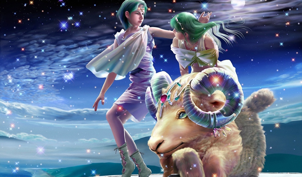 Овен на фоне звезд