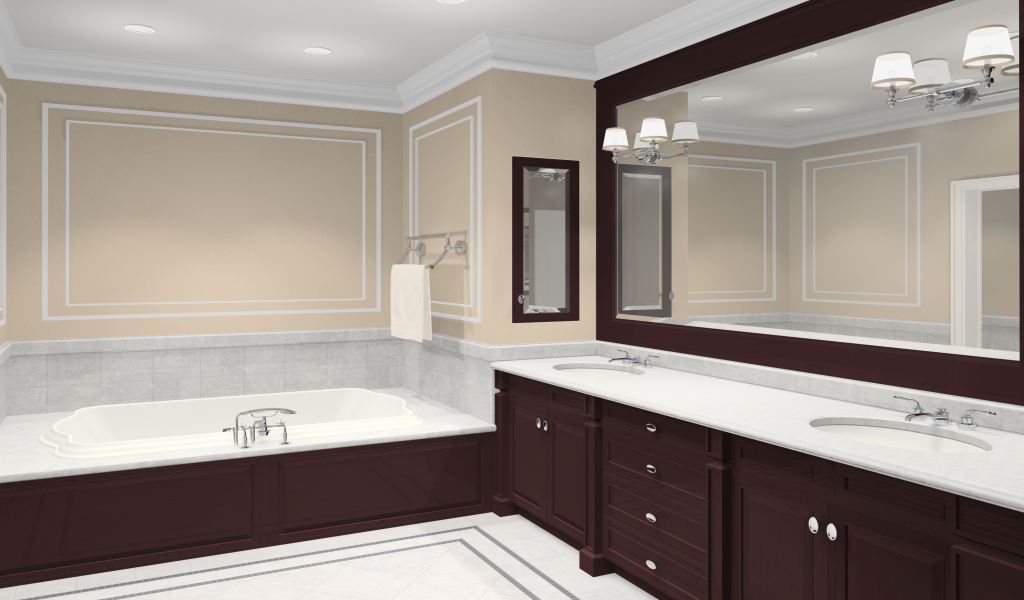 Большое зеркало в ванной