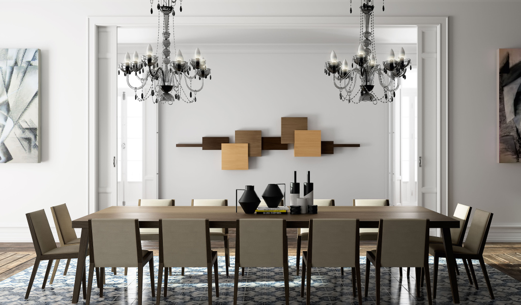 Большой стол в столовой