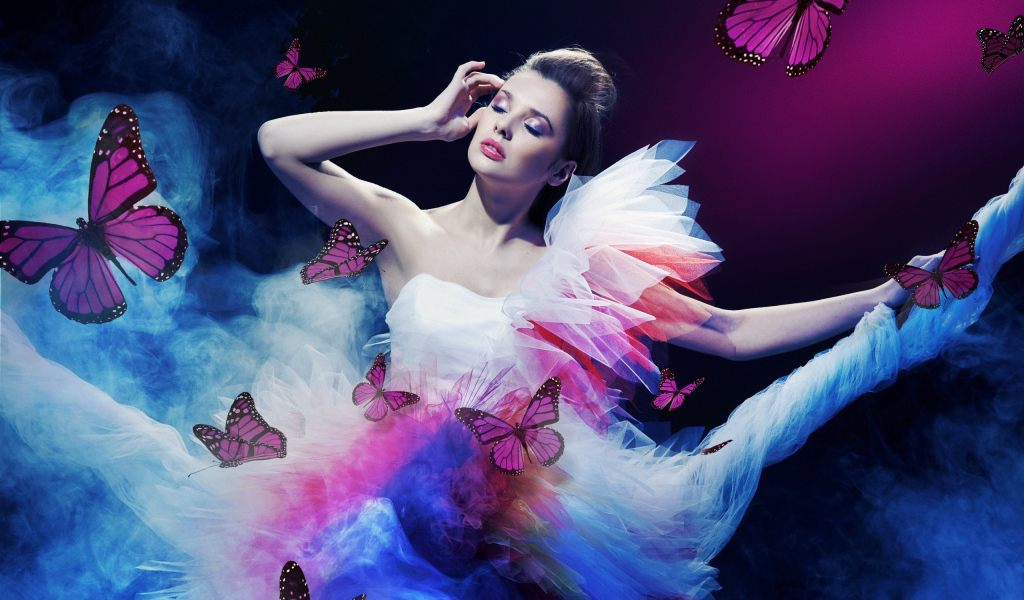 Балерина в окружении бабочек