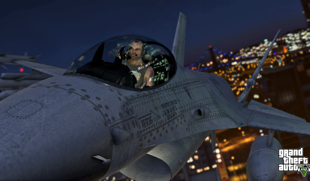 Бандит из GTA 5 в самолете