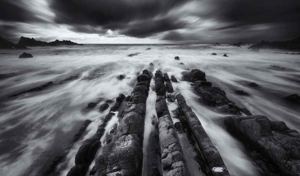 Красивое чёрно-белое фото тумана