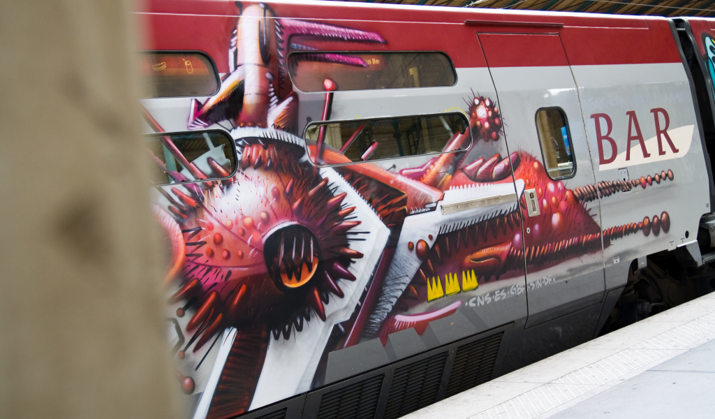 Beautiful graffiti on train