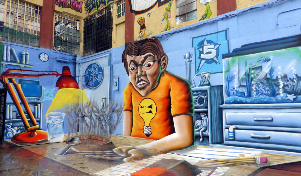 Большое креативное граффити