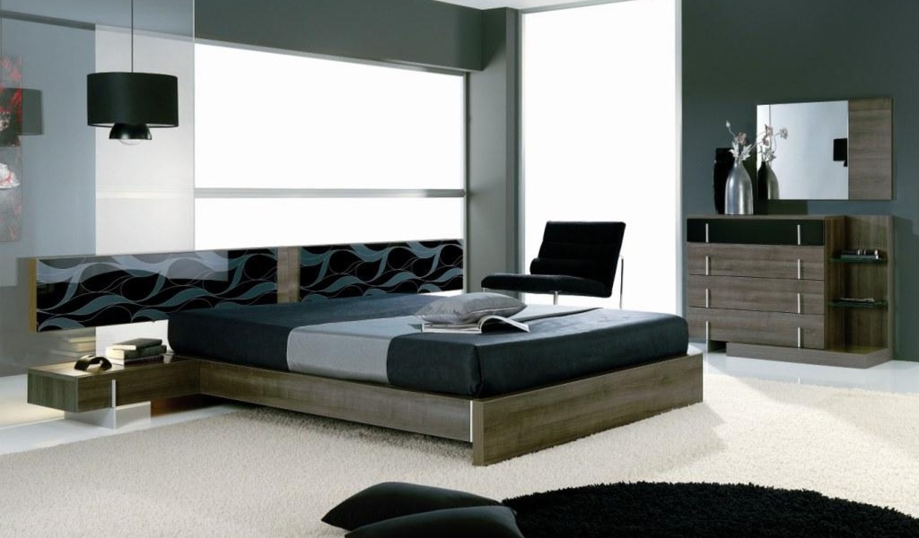 Черно белая спальня