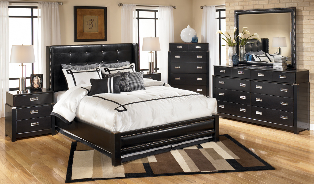 Черная мебель в спальне