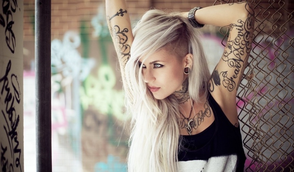 Blonde with tattoos