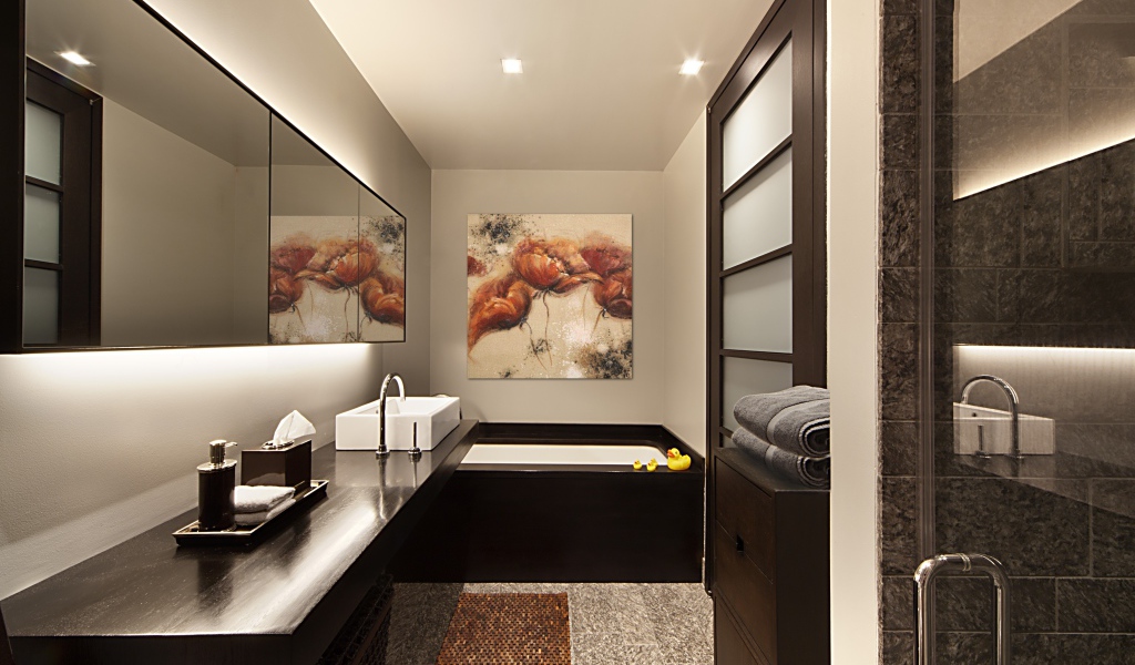 Светло коричневой оформление ванной