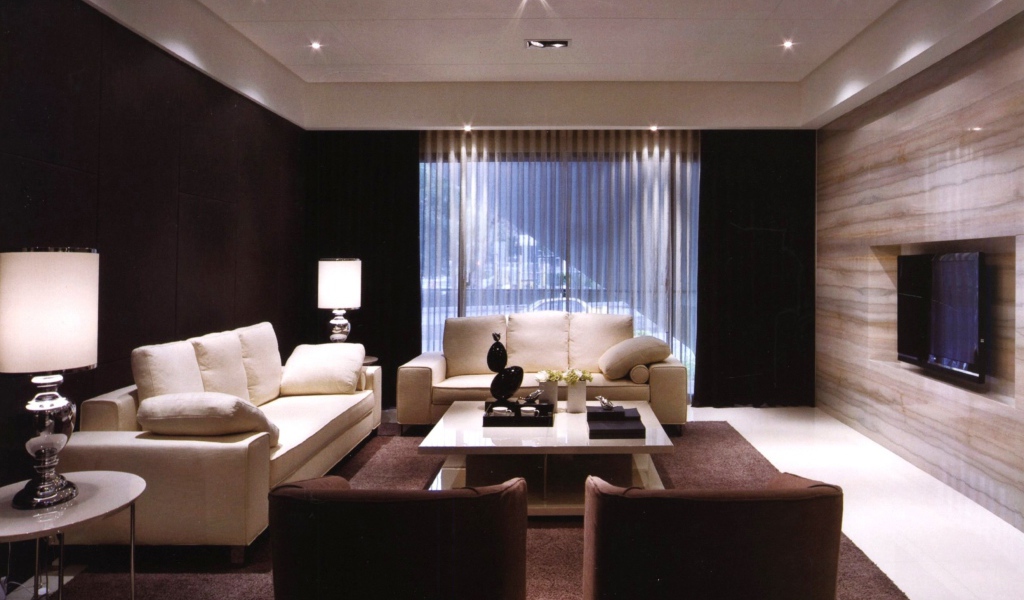 Темные цвета в оформлении гостиной