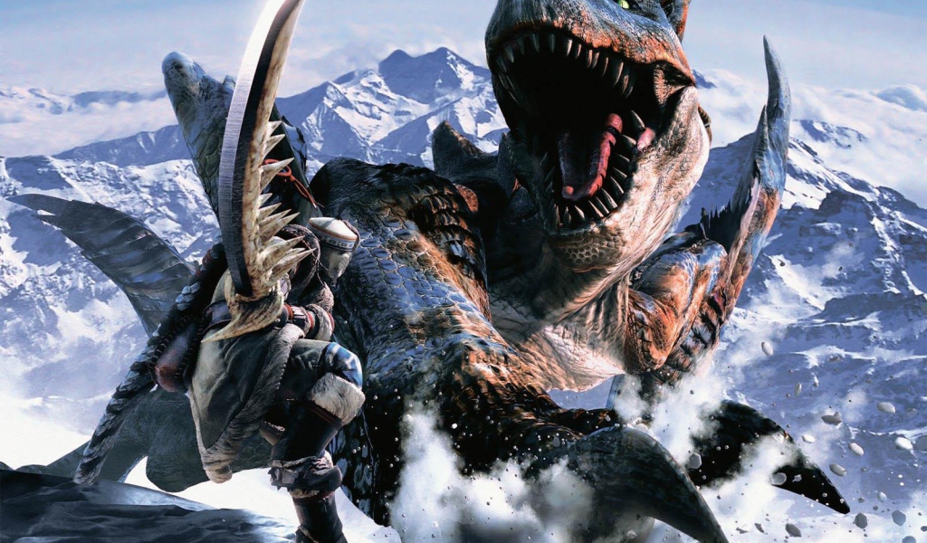 Бой с динозавром в горах