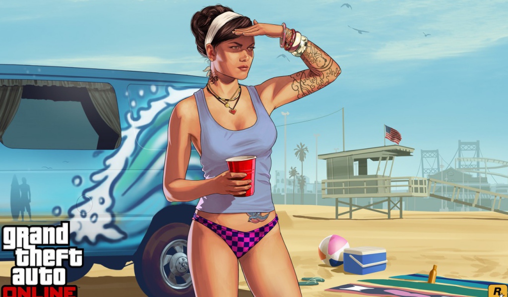 Girl on the beach Grand Theft Auto V