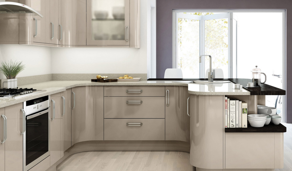 Серая мебель в кухне