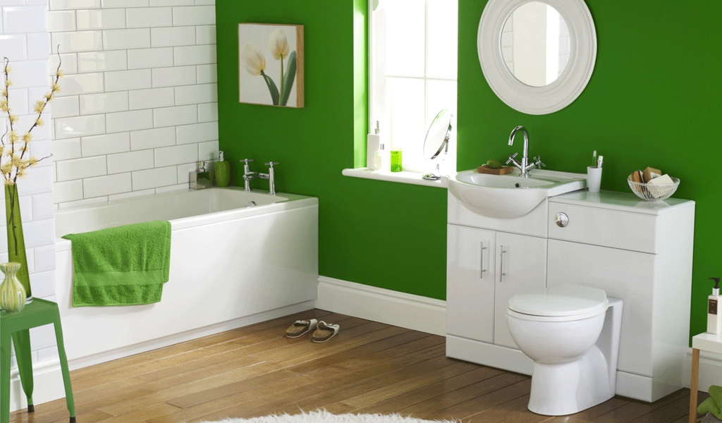 Зеленая ванная комната
