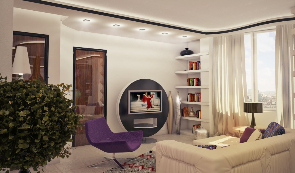 Зеленый букет в гостиной