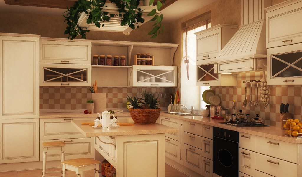 Зеленые растения в кухне