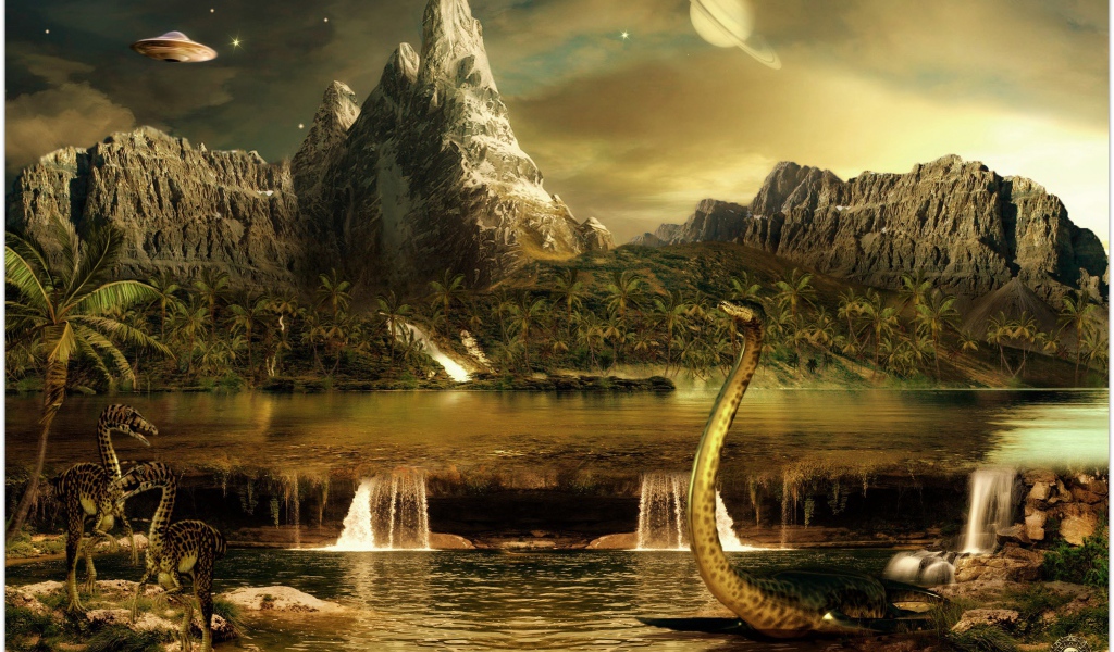 Пейзаж с динозаврами