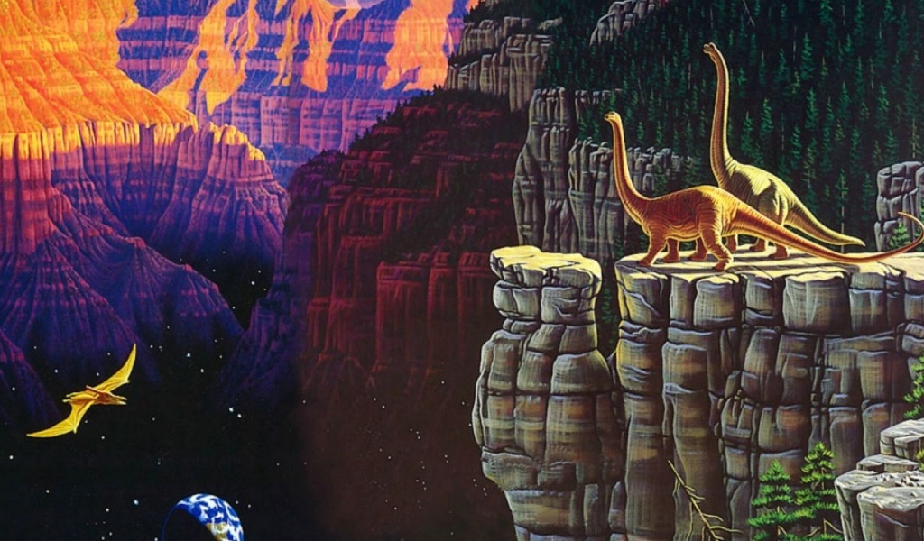 Пейзаж с динозаврами