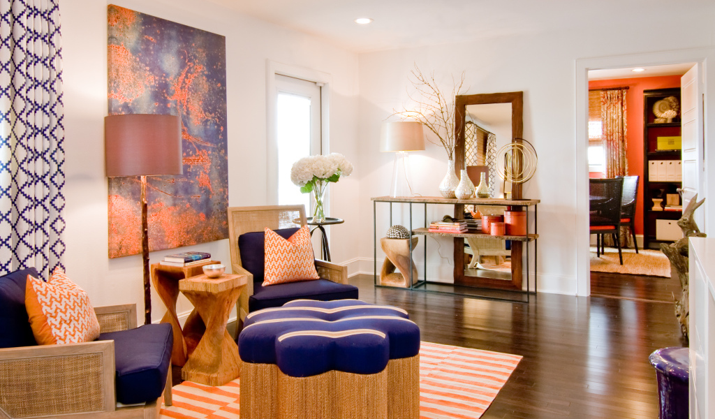 Пуфики в гостиной