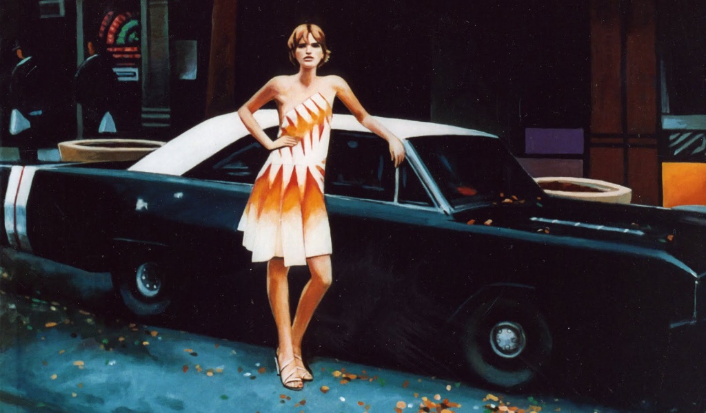 Фотография Женщина и черный автомобиль