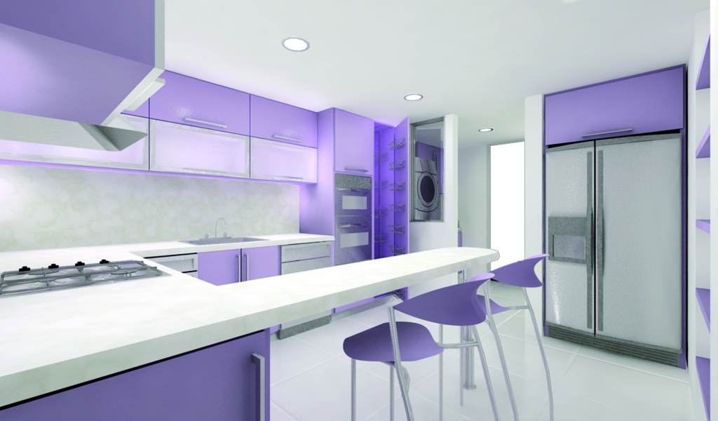Фиолетовый стиль кухни